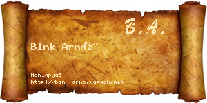 Bink Arnó névjegykártya